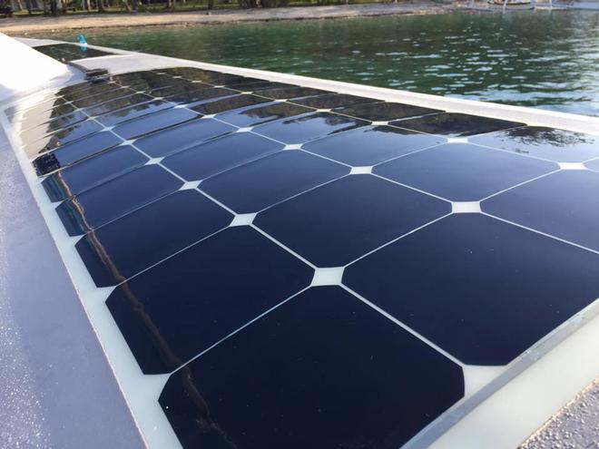 Solbian solar panels on Trimaran Spirit © Trish Chapallaz